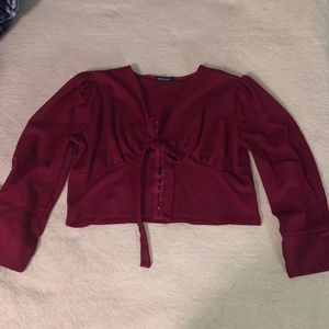 burgundy long sleeve shirt with hooks